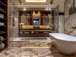 Estancia con azulejos imitación mármol